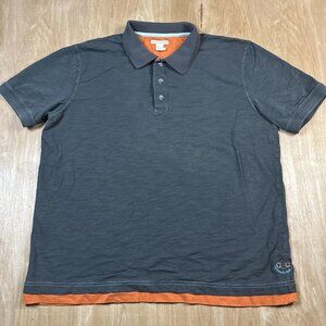 Carbon 2 Cobalt Men’s Large Polo Shirt Gray Orange Casual Preppy Outdoor Cotton
